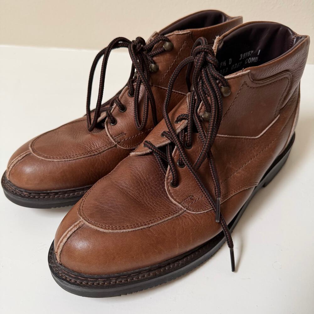 Allen Edmonds Brown Leather Ankle Boots Men’s 9.5 D Made In USA Chukka Moc Toe